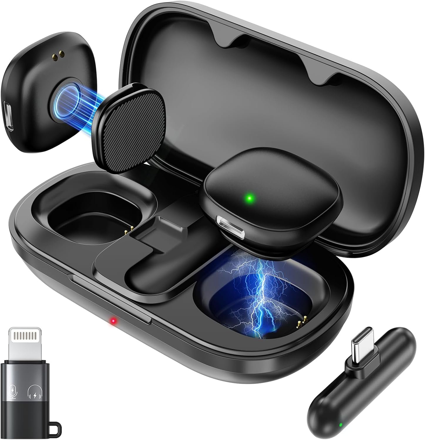 Magnetic Wireless Lavalier Microphone for iPhone 16 15 14 Pro Max Android Camera, 2-Person Plug-Play AI Noise Canceling Mic, 48kHz Hi-Fi for TikTok YouTube Vlog Recording, 40H Battery Case
