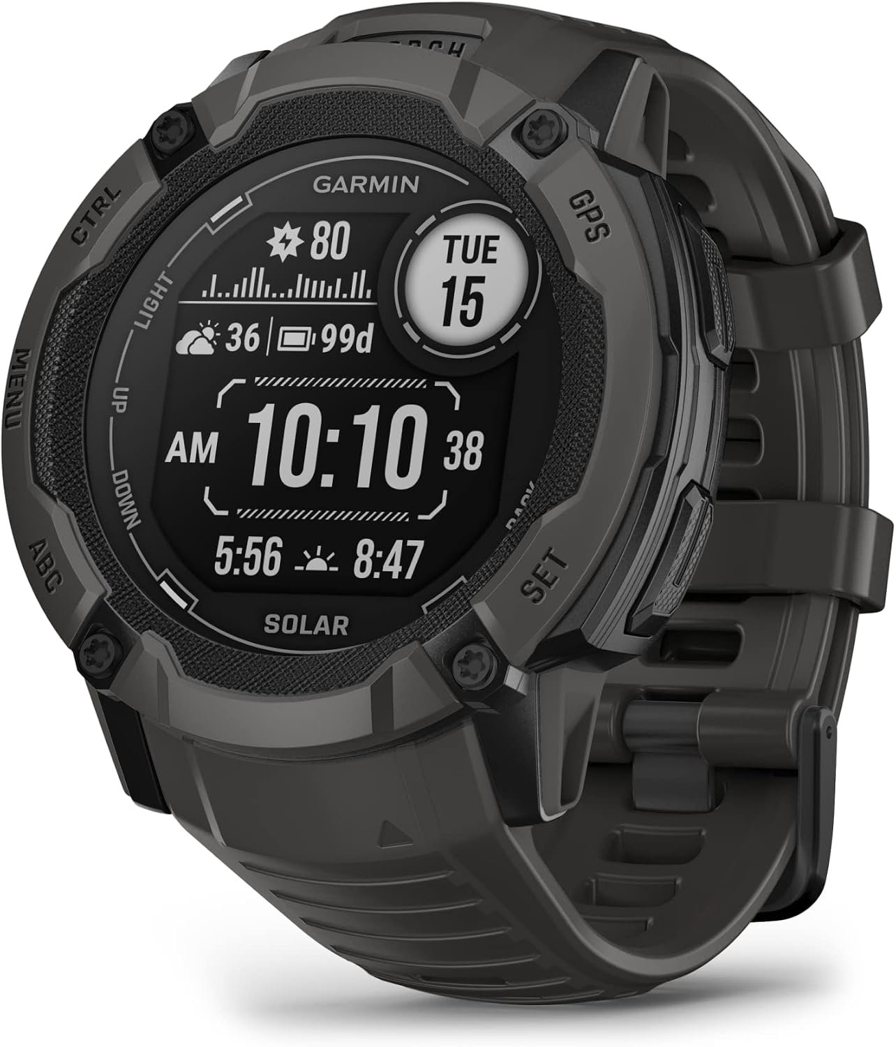 Garmin Instinct® 2X Solar, Rugged Outdoor Smartwatch, 50mm, Graphite