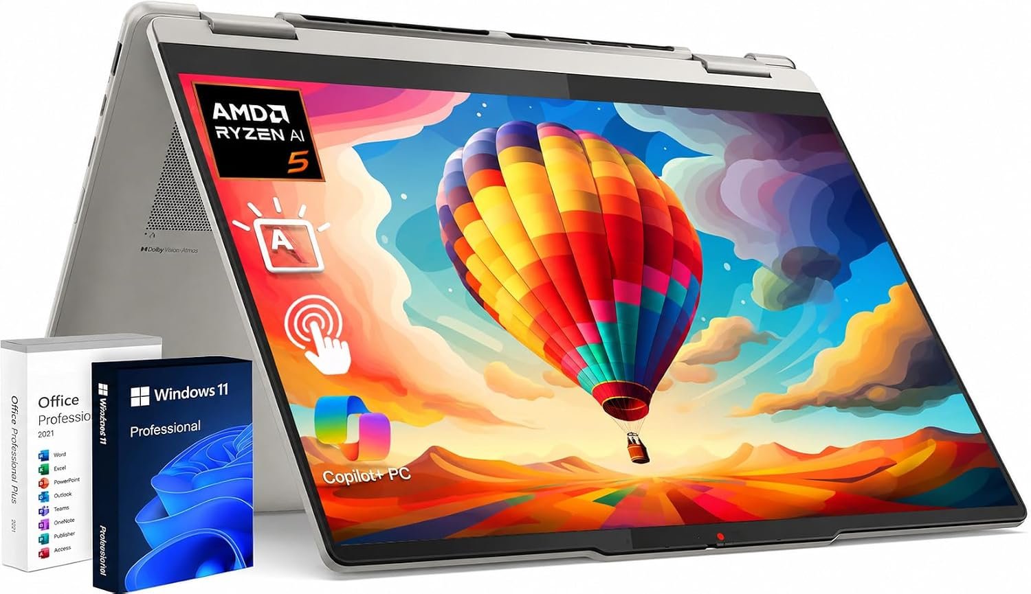 Lenovo Yoga 7a 16″ 2-in-1 Touch Laptop, Ryzen AI 5 430, WUXGA IPS