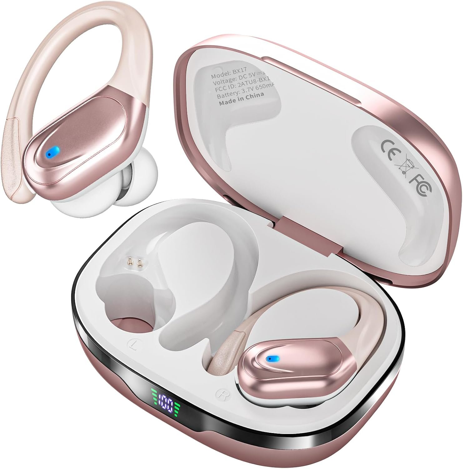 HAOYUYAN Wireless Earbuds, Sports Bluetooth Ear Buds Headphones Rose Gold