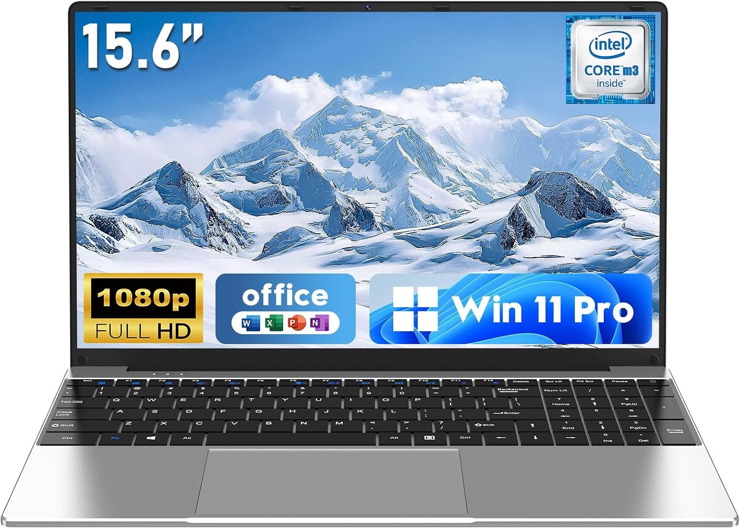 NAIKLULU Laptop Computer, Win 11 Pro Lap Top, 15.6 Inch Laptop 2026, 16GB RAM 256GB SSD, M3-6Y30 Processor, FHD Display 1920 * 1080P, WIFI5, BT4.2, 5000mAh Battery, for School Business Student