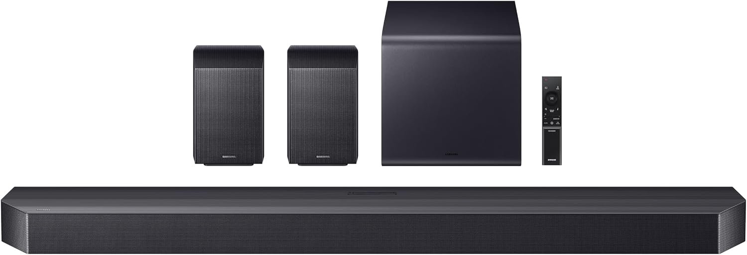 Samsung Q990F 11.1.4ch Q Series Subwoofer + Rear Speaker, Wireless Dolby Atmos, Q-Symphony, Game Mode Pro, Adaptive Sound (HW-Q990F, 2025)