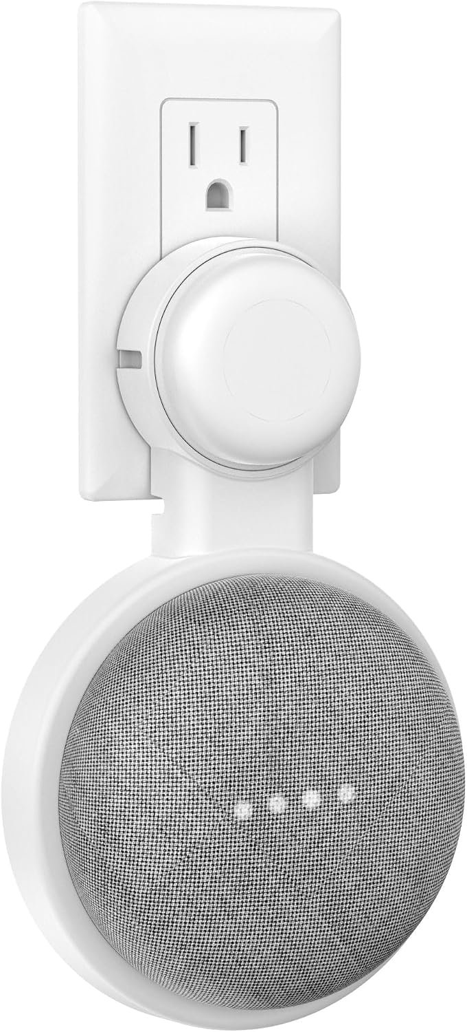 HomeMount Outlet Wall Mount for Google Nest Mini & Home Mini, White, 1 Pack