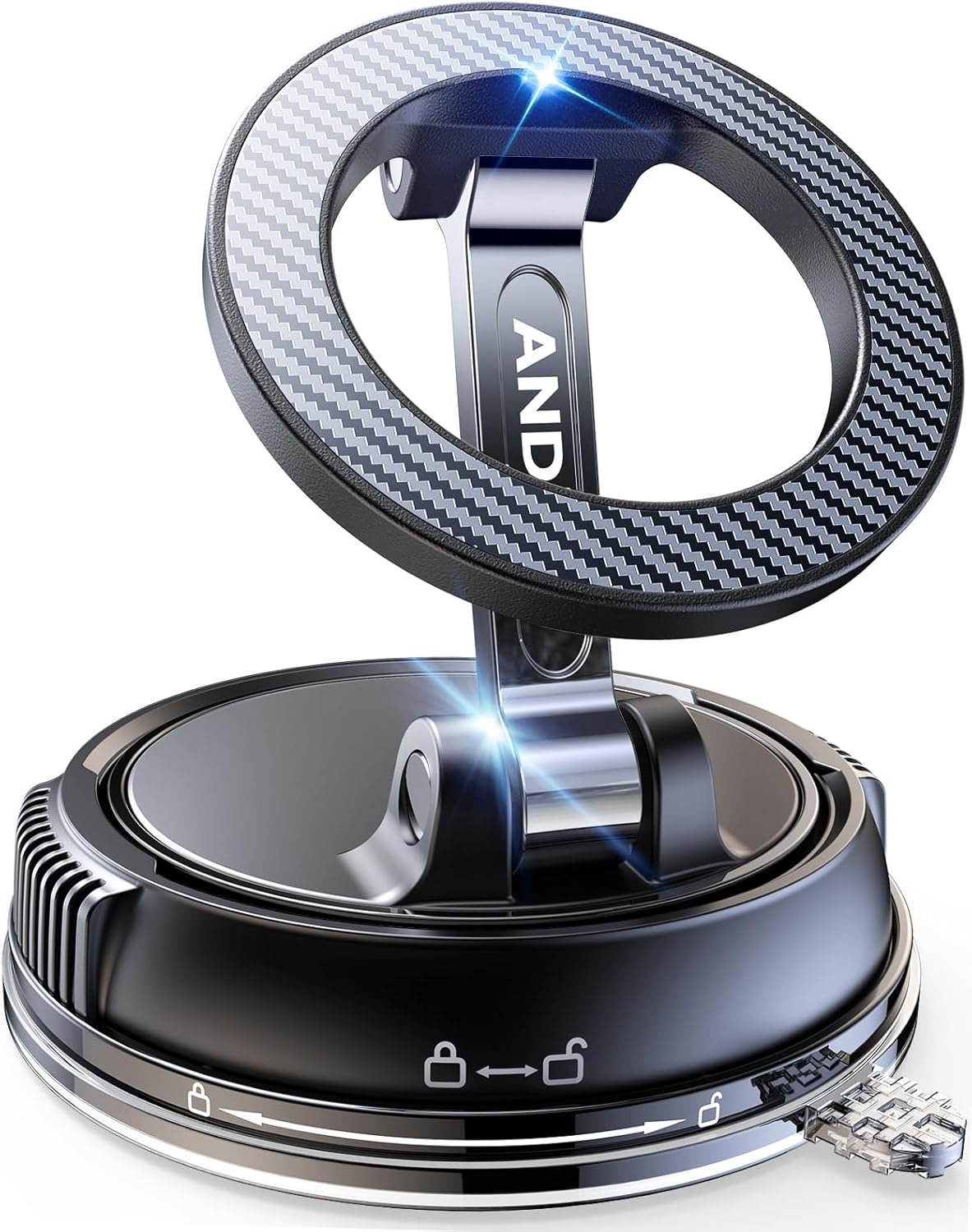 Compact Foldable Car Phone Holder for Magsafe [78+LBS Strongest Suction & 2400gf Strongest Magnetic] 360° Adjustable Car Phone Mount, Phone Holders for Your Car for iPhone 18-12 Pro Max (Carbon Fiber)