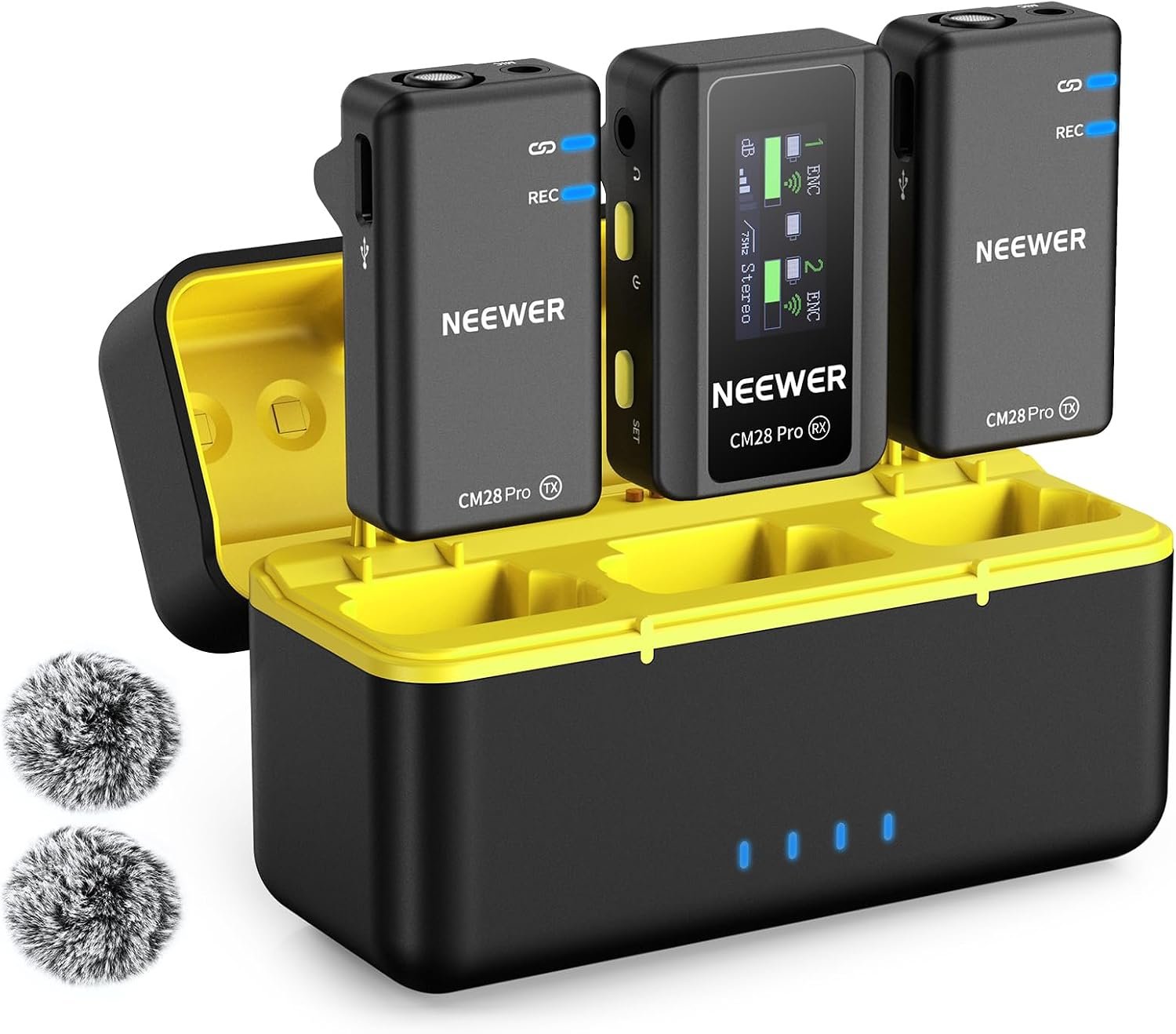 NEEWER CM28 PRO Wireless Lavalier Lapel Microphone System w/Charging Case