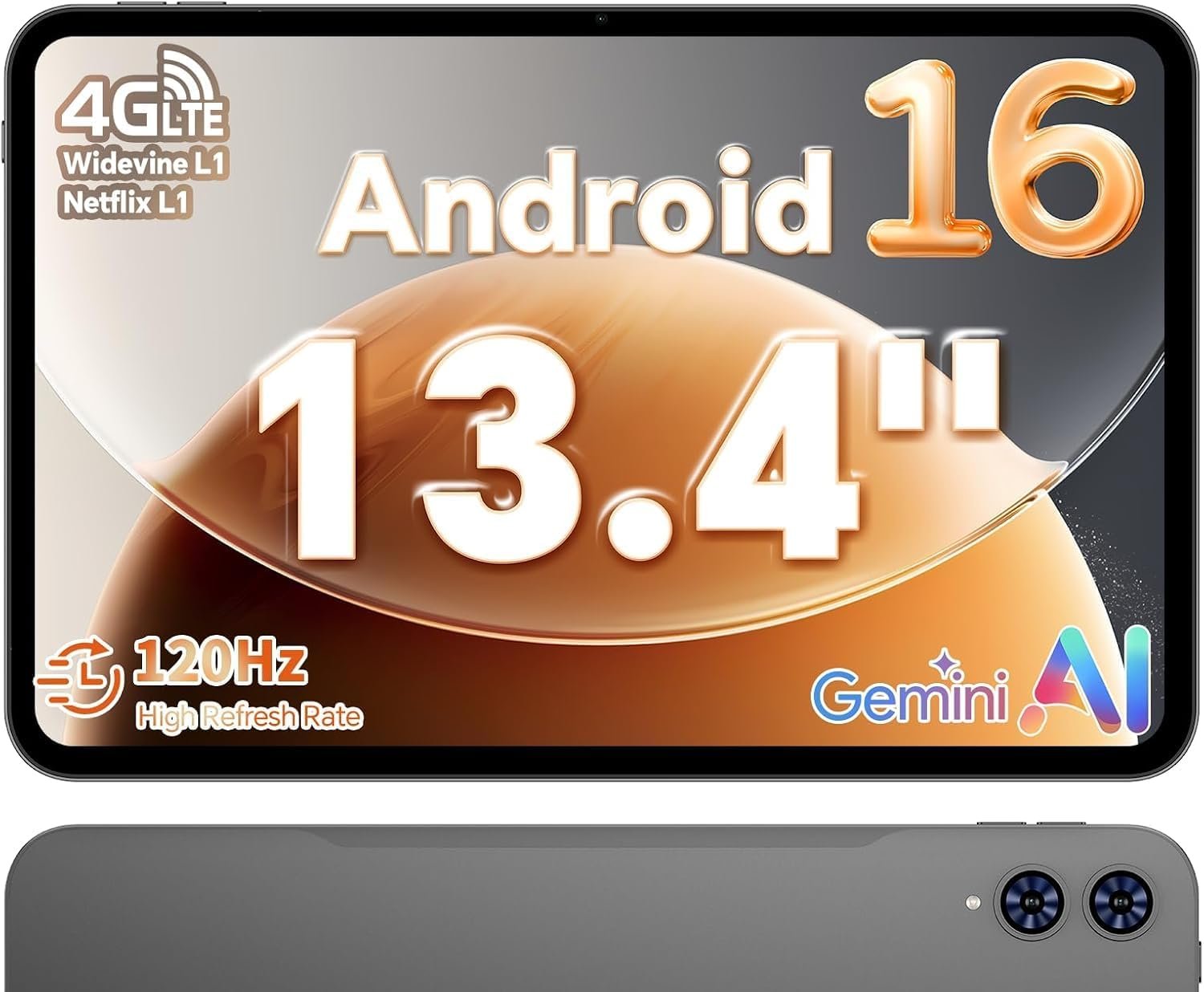 TECLAST T65 13.4″ Android16 4G Tablet, 20GB+128GB 120Hz Widevine L1
