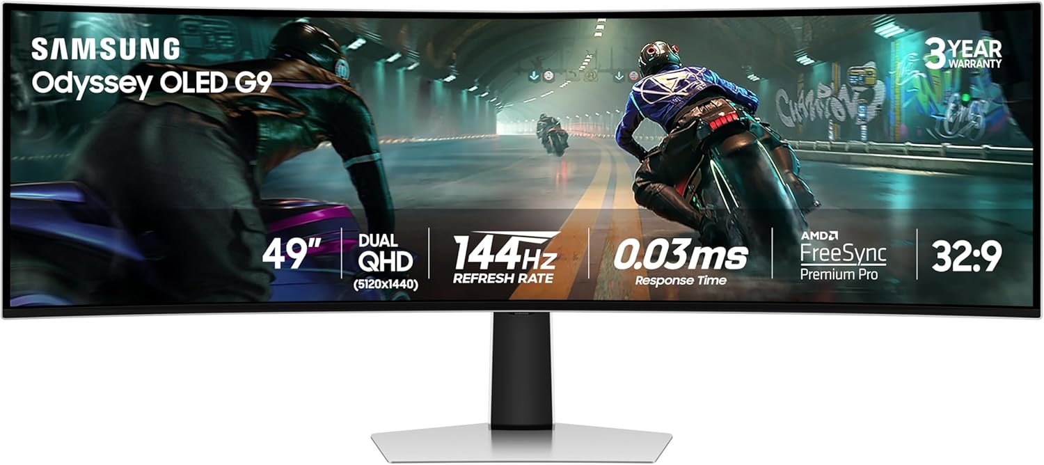 Samsung 49″ Odyssey OLED G9 (G91SD) Dual QHD QD-OLED Curved Gaming Monitor
