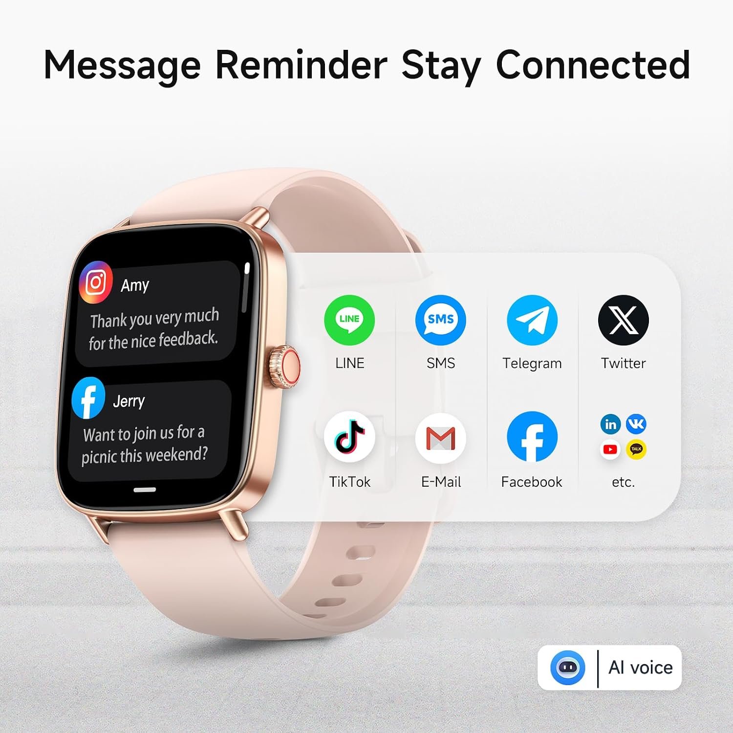 Smart Watch for Women, 1.85″ HD Smartwatch (Answer/Make Calls), 2 Bands