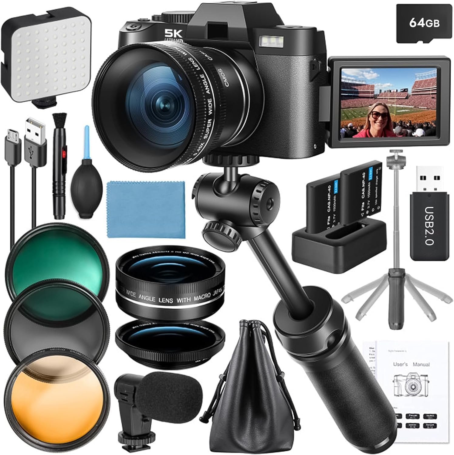 G-Anica 5K 64MP Digital Cameras for Photography