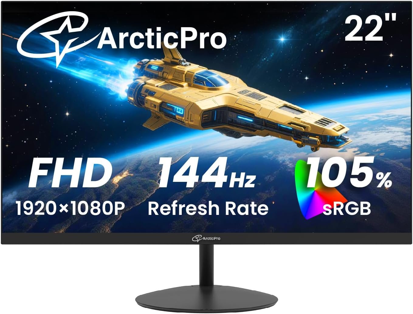 ArcticPro 22 Inch Gaming Monitor 144Hz, FHD Computer Monitor, 105% sRGB