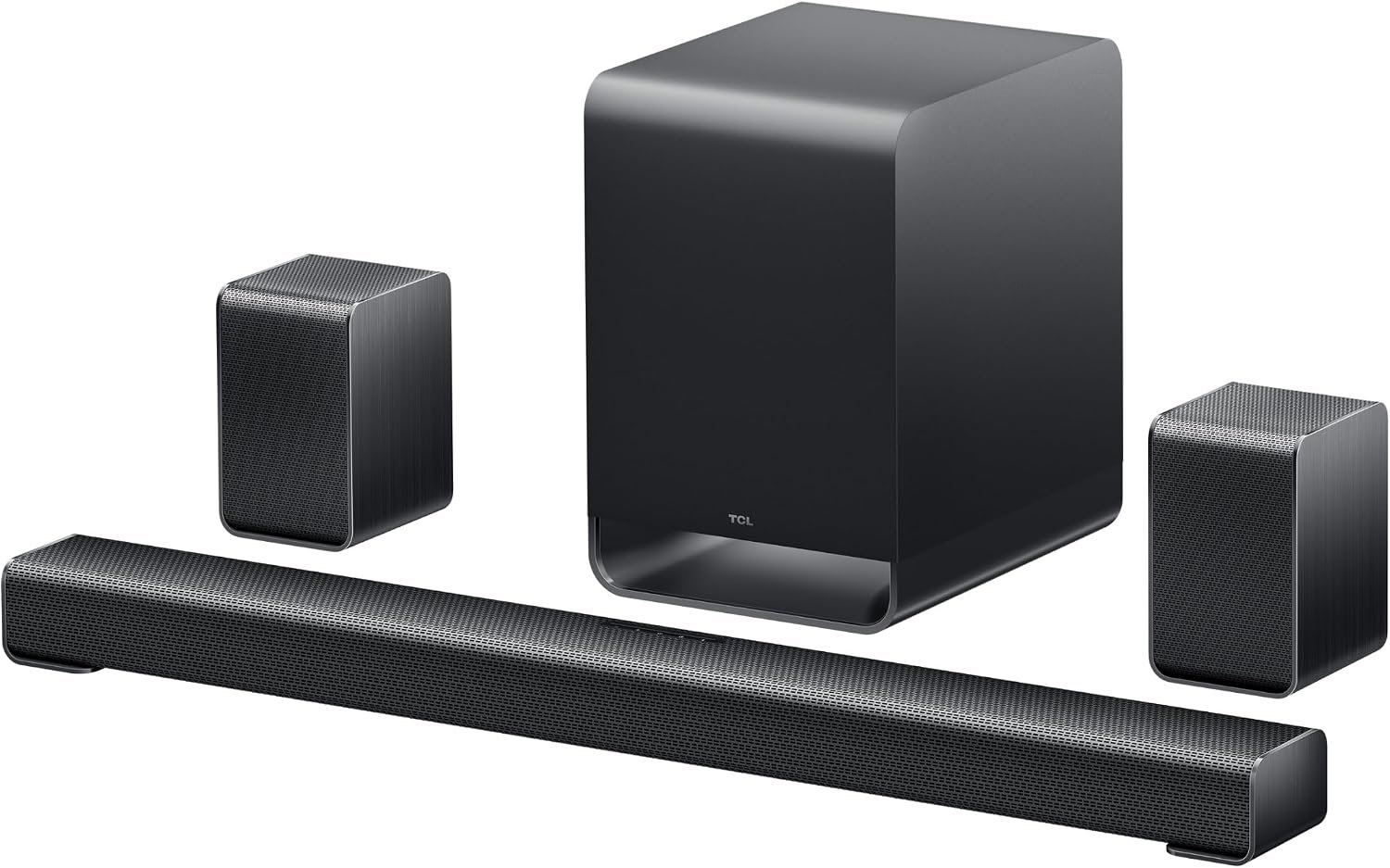 TCL S65K S Series 5.1 Channel Soundbar System with Dolby Atmos, DTS:X, Wireless Subwoofer, Wireless Surround Speakers, Bluetooth Music Streaming, and AI Sonic Auto Room Calibration