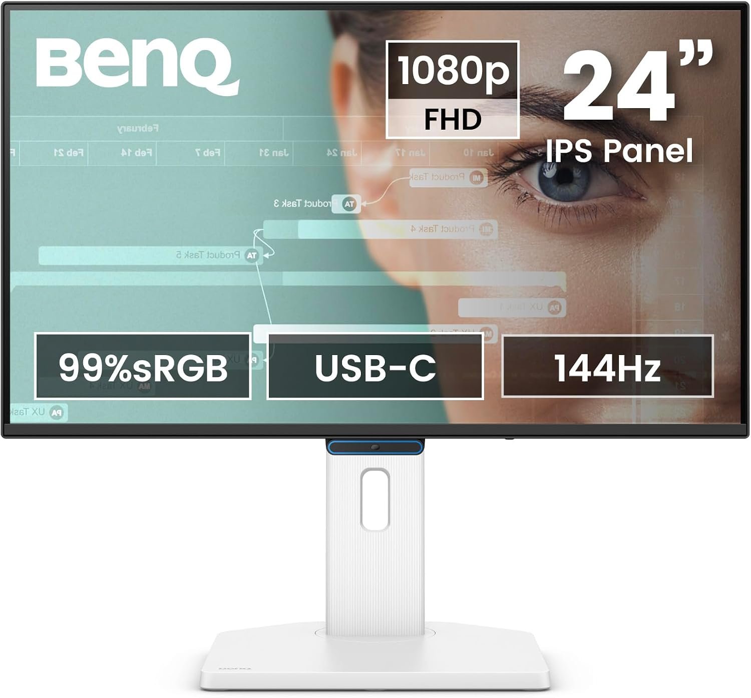 BenQ GW2490TC 23.8″ IPS Computer Montior, 1080P FHD, 144Hz, Height and Tilt Adjustable, Home Office, USB-C, Visual Optimizer, Flicker-Free, Low Blue Light, Ultra Slim Bezel, TUV-Certified, Eye-CareU