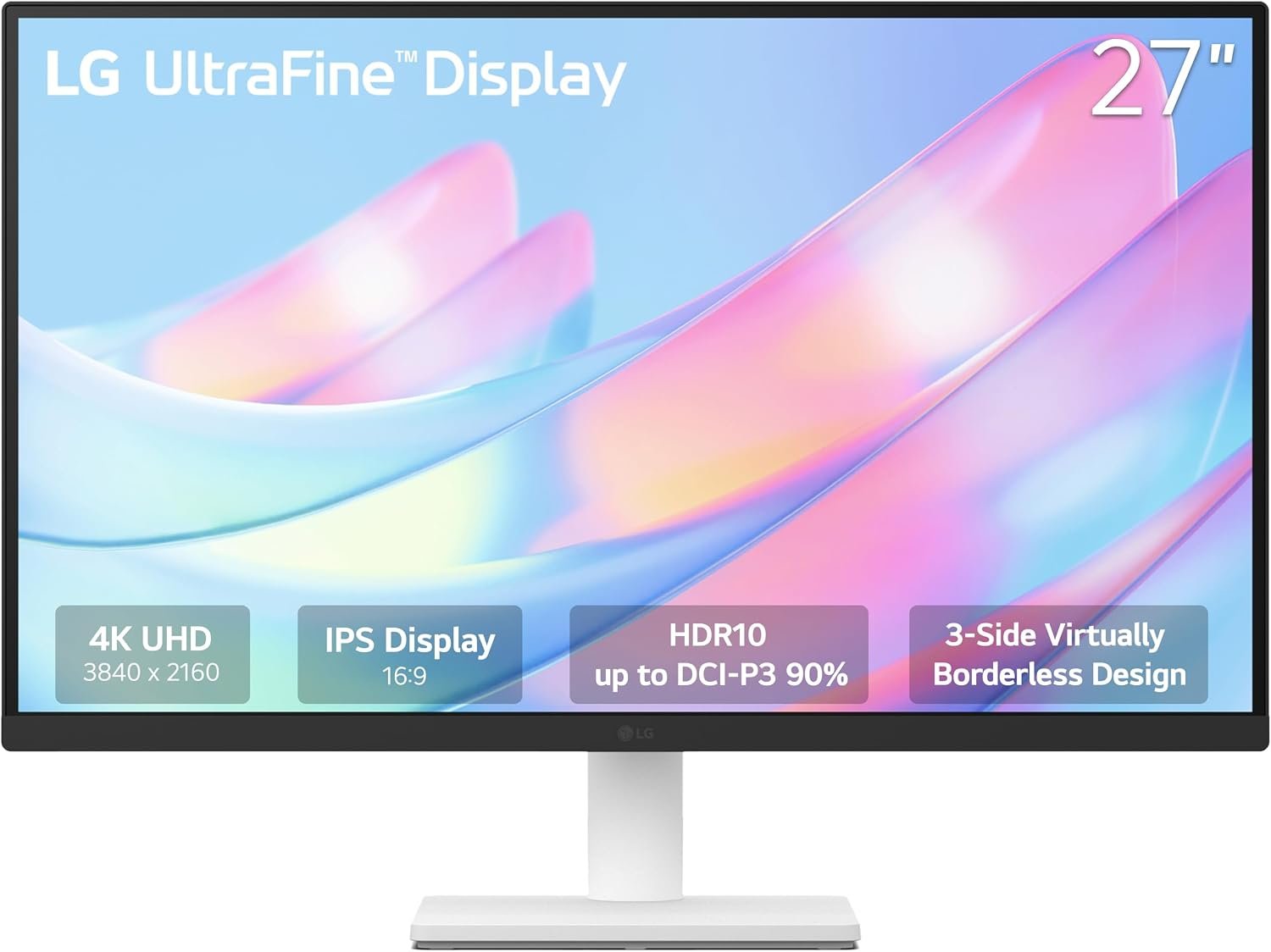 LG 27US500-W Ultrafine Monitor 27-Inch 4K UHD (3840×2160) HDR10 IPS Borderless Design Reader Mode Flicker Safe Switch App HDMI DisplayPort – White (Renewed)