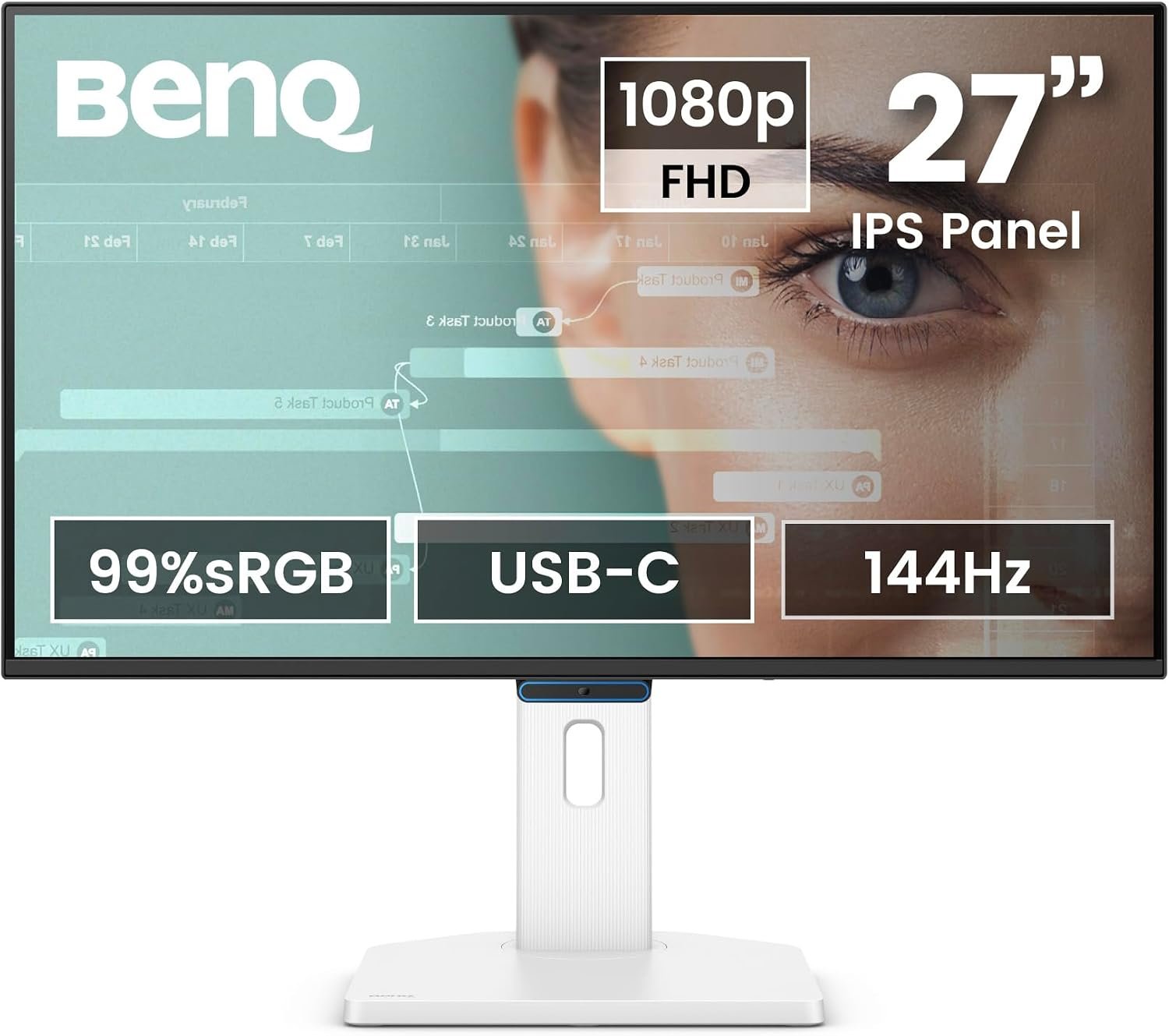 BenQ GW2790TC 27″ IPS Computer Montior, 1080P FHD, 144Hz, Height and Tilt Adjustable, Home Office, USB-C, Visual Optimizer, Flicker-Free, Low Blue Light, Ultra Slim Bezel, TUV-Certified, Eye-CareU