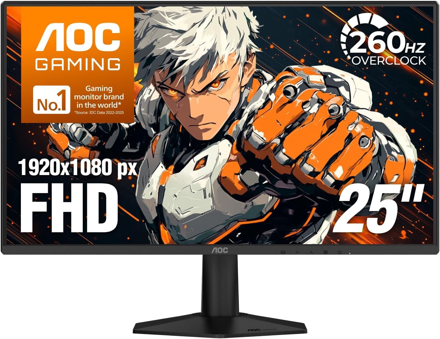 AOC 25″ Gaming Monitor FHD 260Hz Overclocked IPS NVIDIA G-SYNC, 25G51Z