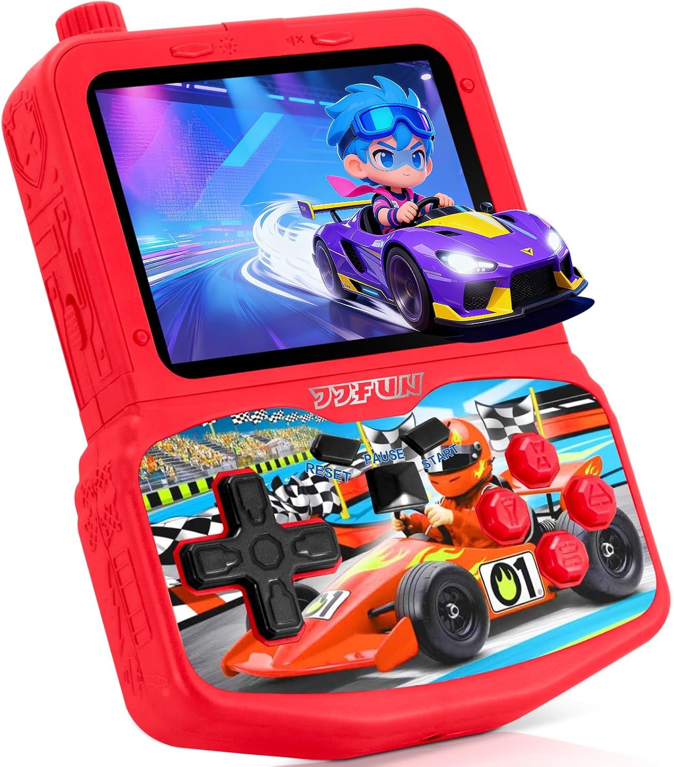 Kids Handheld Game with 220 Preloaded Retro Video Games, 3.5” IPS Screen Adjustable Brightness & Volume, Portable Hand Held Game Player Toy for Travel, Ideal Christmas RED