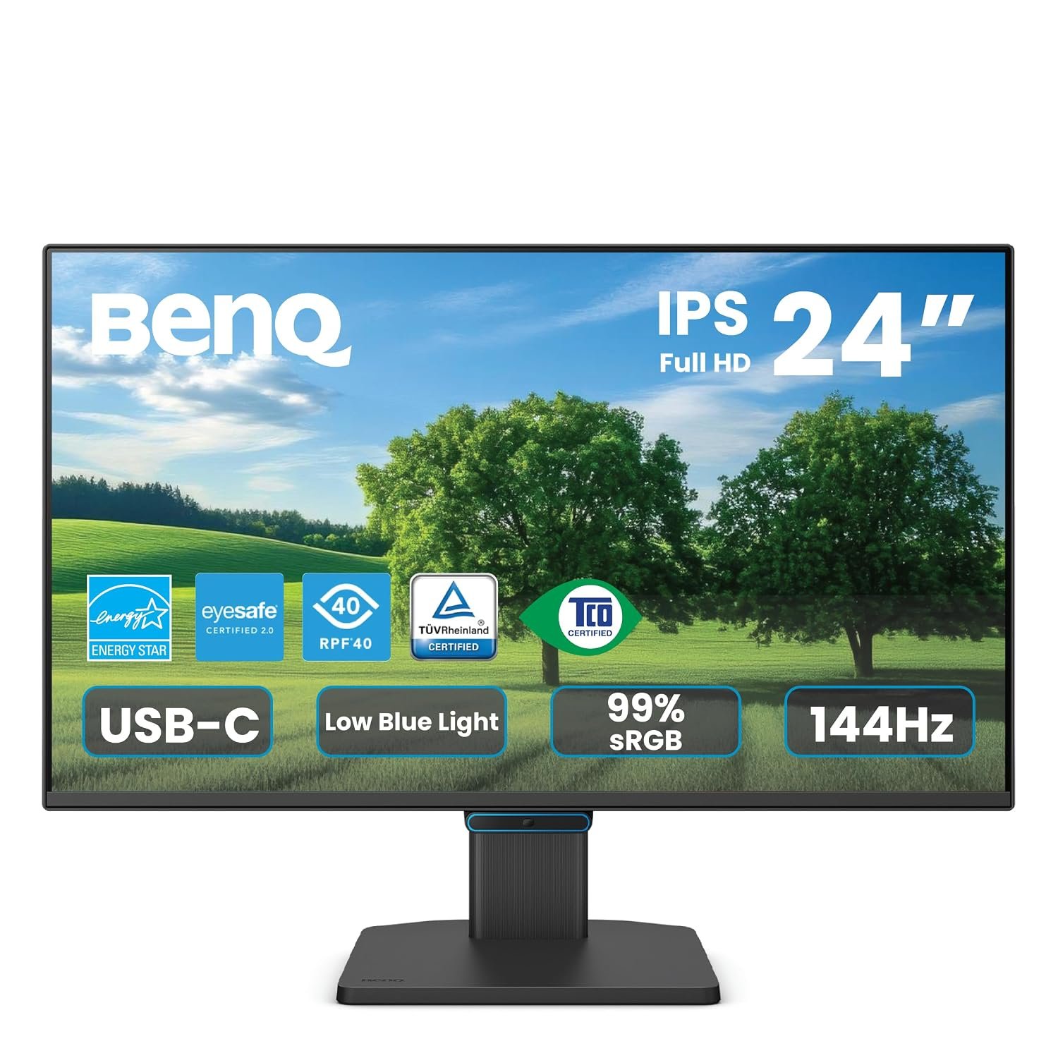BenQ GW2490C 23.8″ IPS Computer Montior 1080P FHD 144Hz Game-Ready, Home Office, USB-C, Visual Optimizer, Flicker-Free, Low Blue Light, Ultra Slim Bezel, TUV-Certified, Eye-CareU