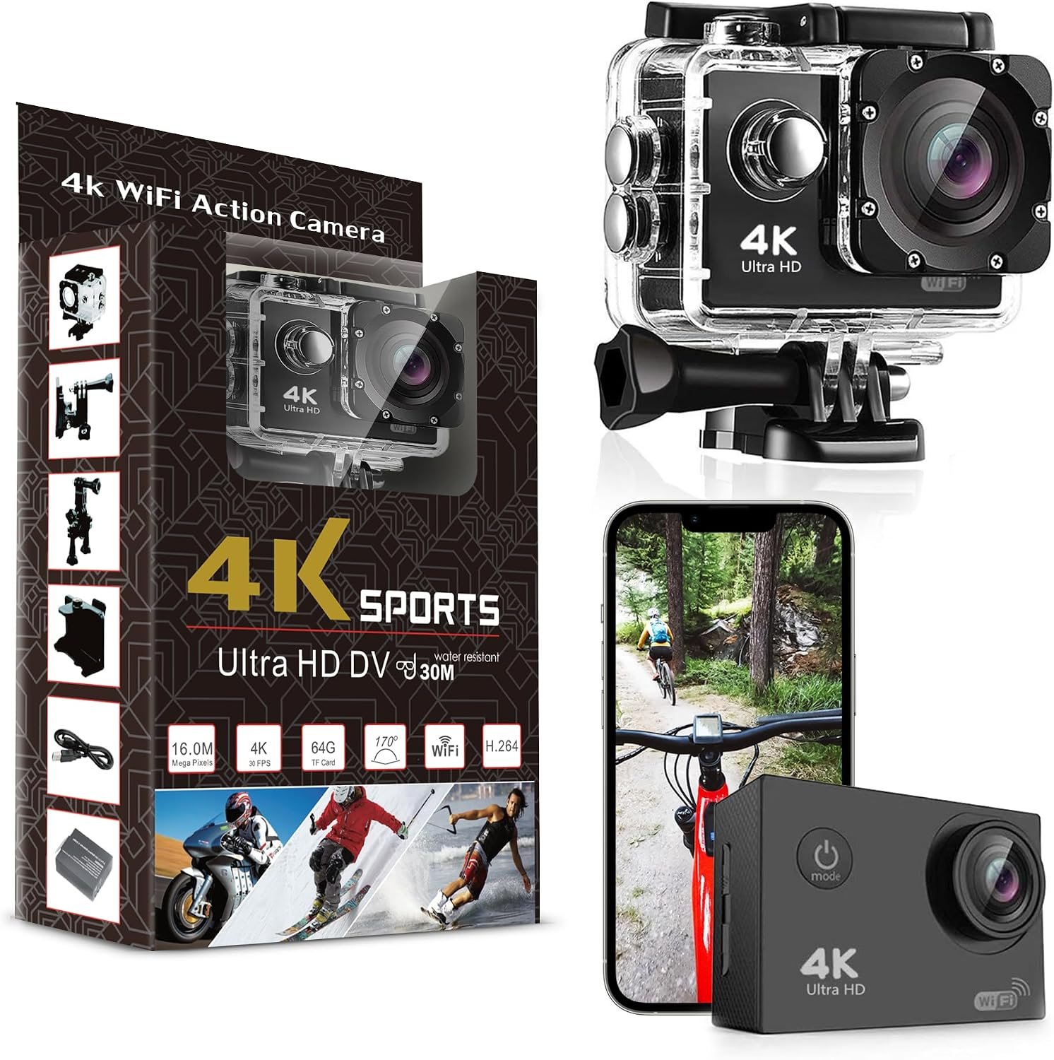 Pro Xtreme 4K Action Camera Ultra HD Waterproof Video Camera with WiFi