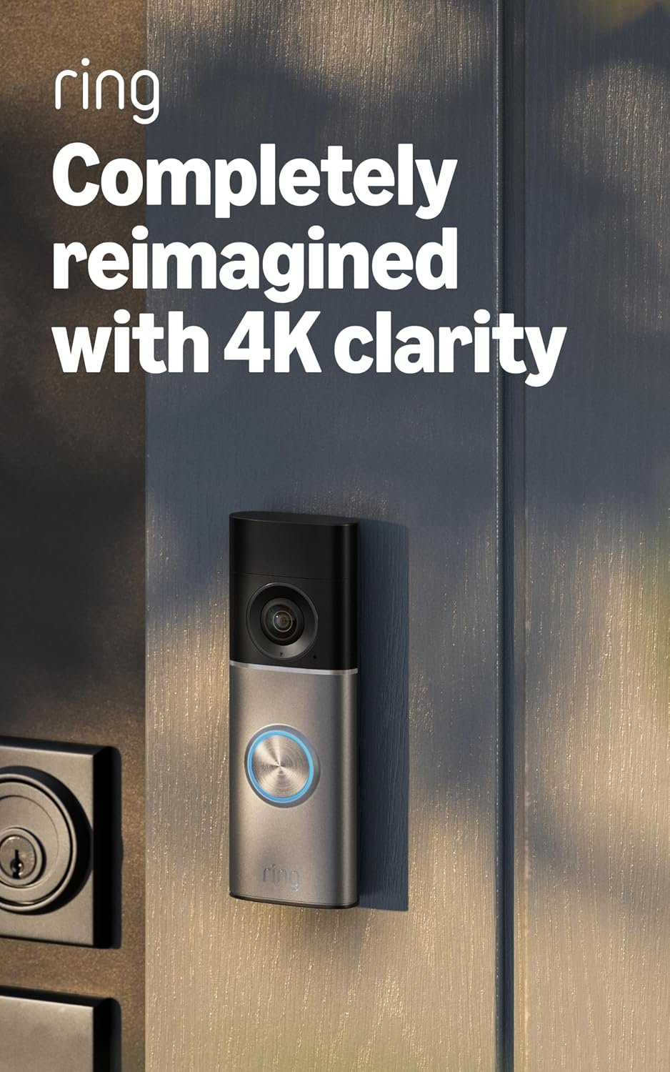 Ring Wired Doorbell 4K Pro (Newest Model), Retinal 4K with wide-angle video, 10x Enhanced Zoom, and Night Vision, Polished Mocha