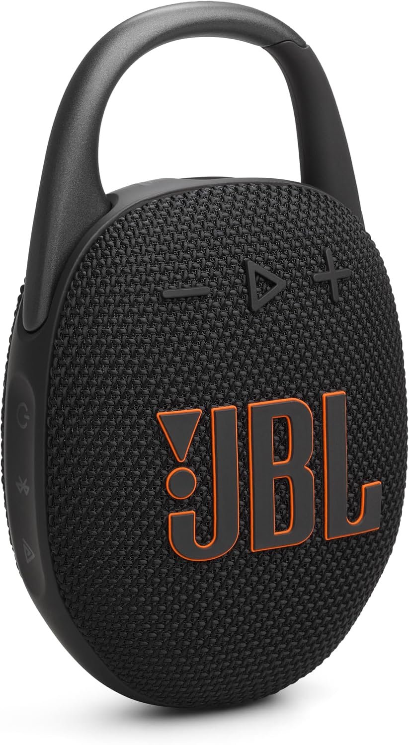 JBL Clip 5 – Ultra-Portable, Waterproof & Dustproof Bluetooth Speaker, Big JBL Pro Sound with Punchy bass, Integrated Carabiner, Up to 12 Hours of Play, Made in Part with Recycled Materials (Black)