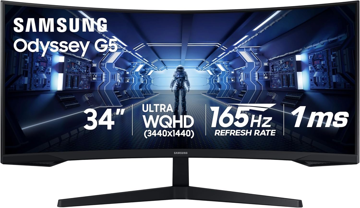 Samsung 34′ Odyssey G5 Ultra-Wide Gaming Monitor with 1000R Curved Screen
