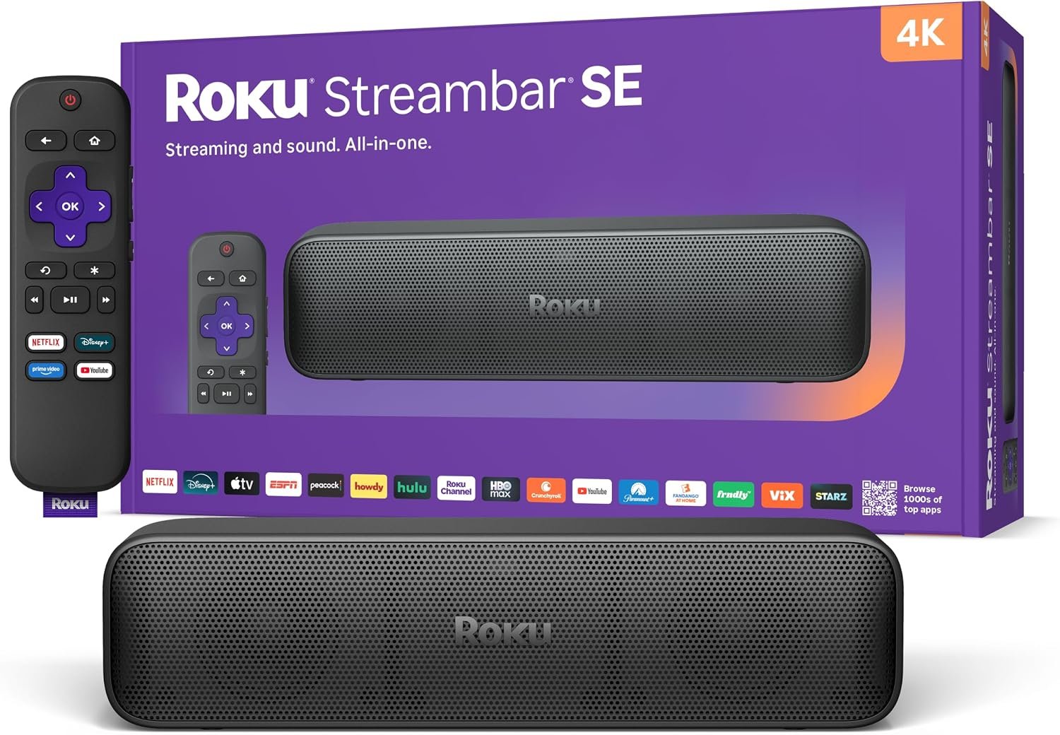 Roku Streambar SE, 4K Soundbar with Built-in Streaming Device