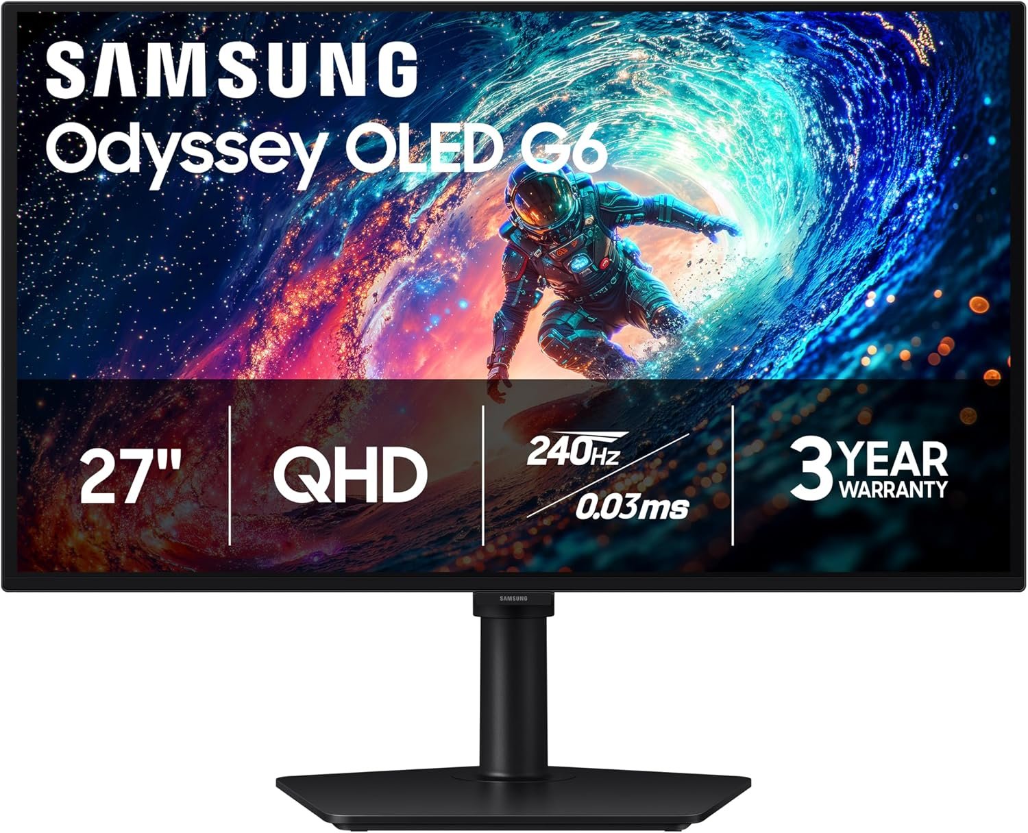 Samsung 27″ Odyssey OLED G6 (G61SH) QD-OLED, QHD (1440P) Gaming Monitor