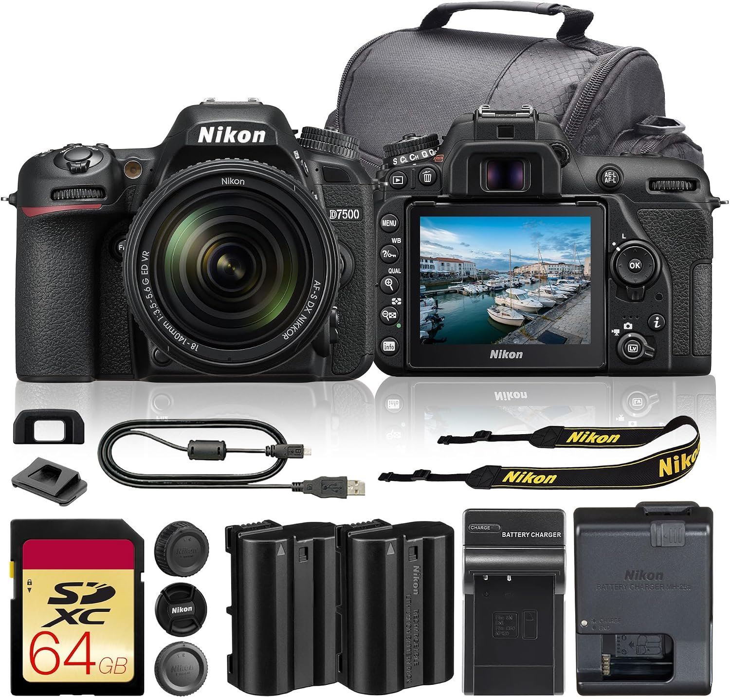 Nikon D7500 DSLR Camera with 18-140mm f/3.5-5.6G Lens (1582) Bundle