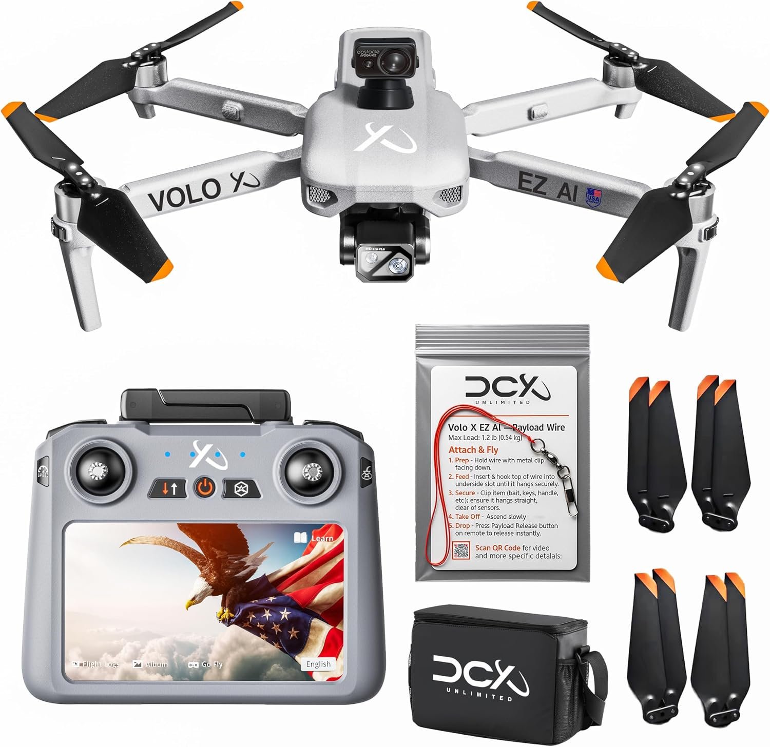 DCX Volo X EZ AI Drone – Drone with 4K Camera & 360° Obstacle Avoidance