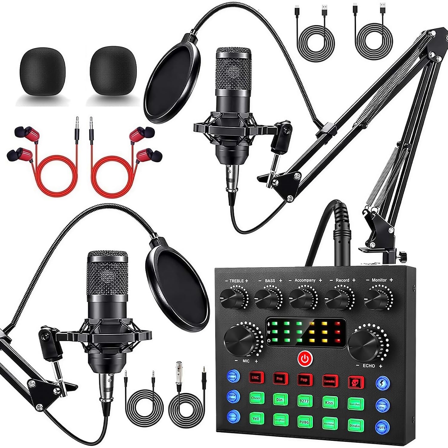 Also GO Podcast Equipment Bundle for 2, V8s Sound Card with Voice Changer