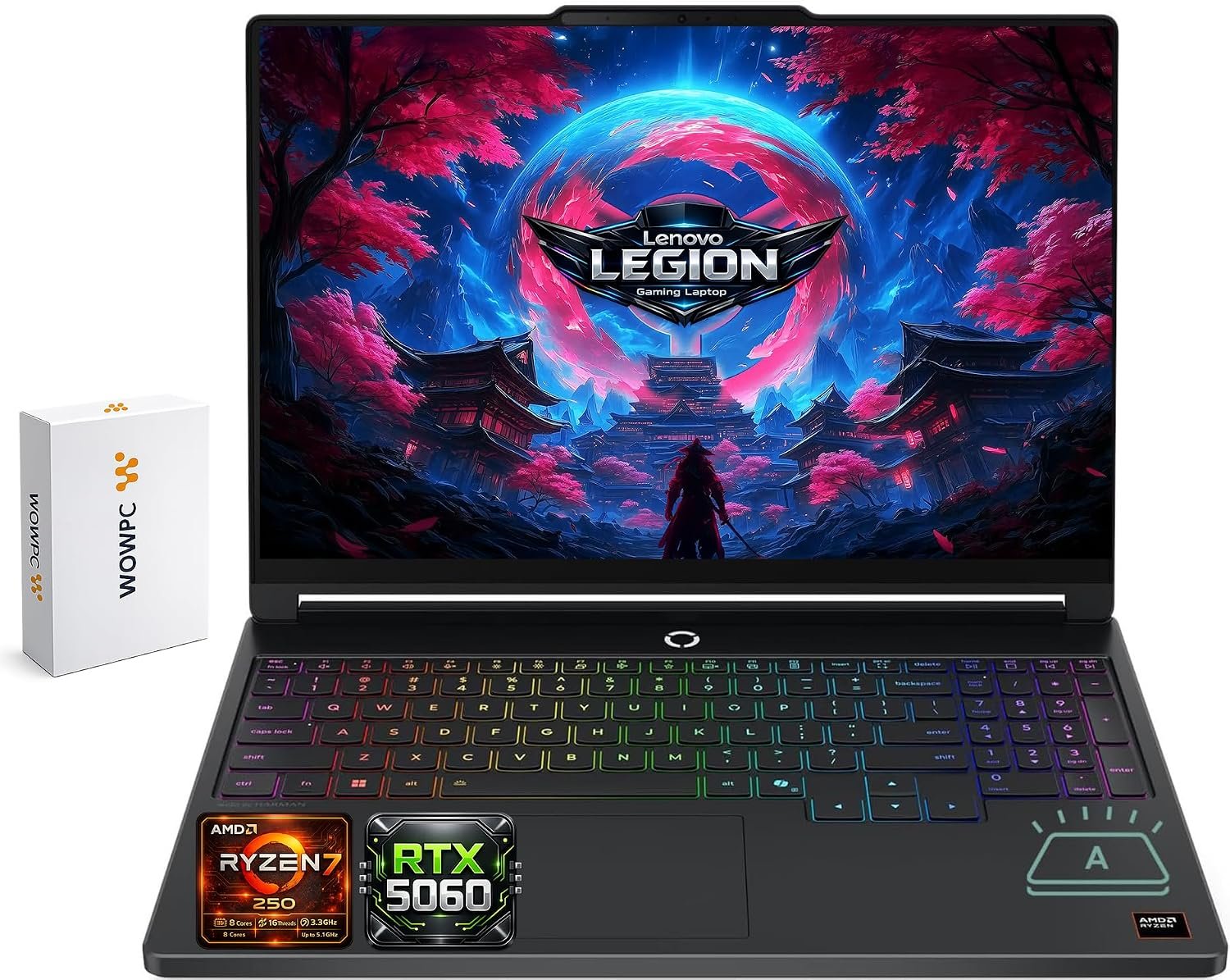 Lenovo Legion 5a Gaming Laptop, AMD Ryzen 7 250, GeForce RTX 5060, 15.3″ WQXGA (2560×1600) 165Hz OLED Display, 32GB DDR5 RAM, 1TB SSD, Wi-Fi 7, RGB Backlit, Win 11, Black, w/Portable 500GB Drive