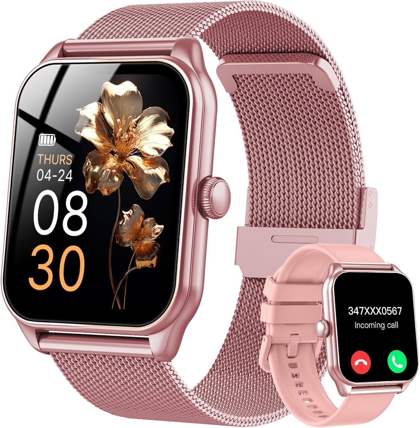 Smart Watches for Women, 1.83″ HD Fitness Tracker (Answer/Make Calls), IP68 Waterproof, 120+ Sport Modes with Heart Rate and Sleep Monitor, Fitness Watch for iPhone/Android