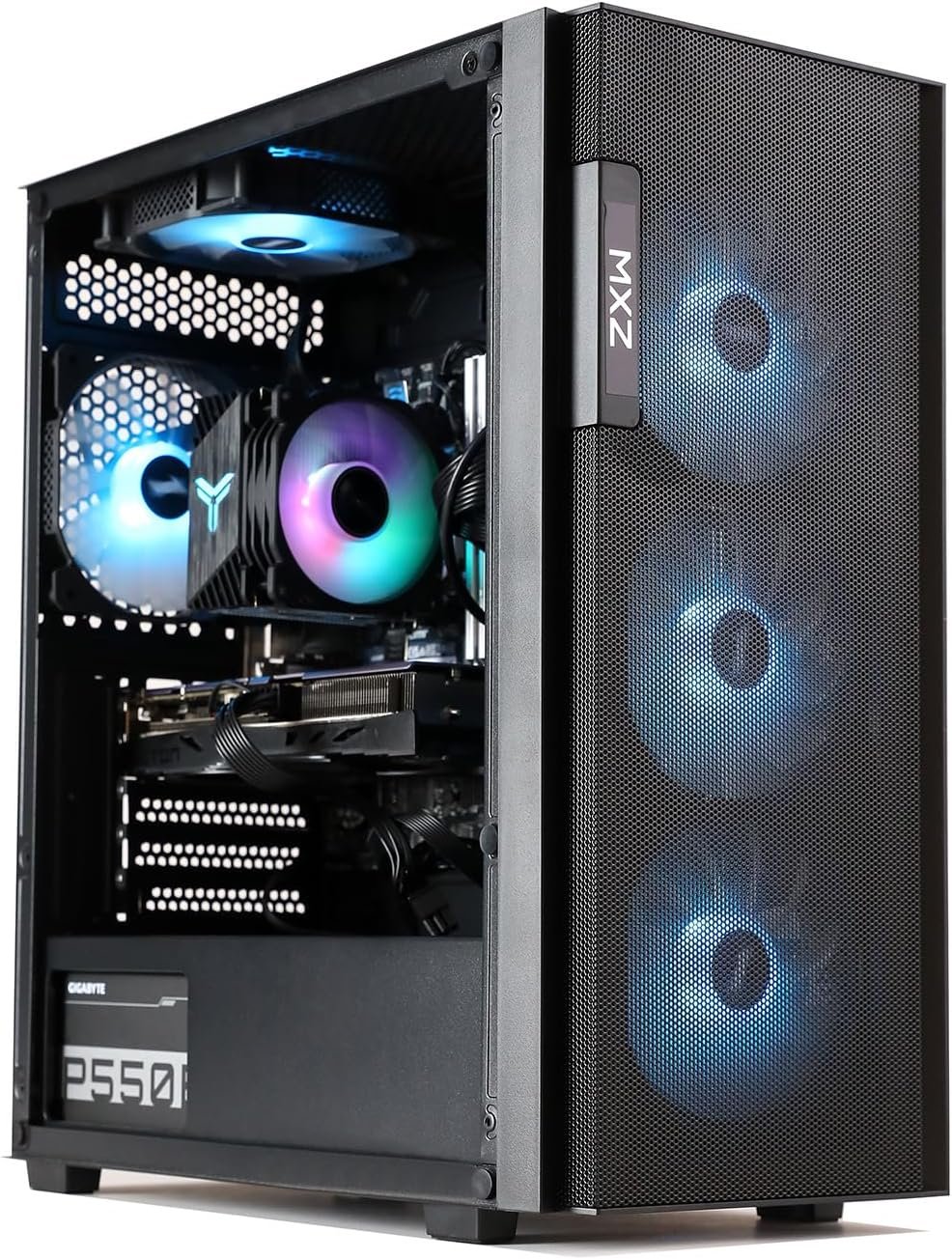 MXZ Gaming PC Desktop Computer,I5 12400F 4.4GHz,RTX4060,16GB DDR4 3200,NVME 500GB SSD,6RGB Fans,Win 11 Pro Ready(I5 12400F | RTX4060)