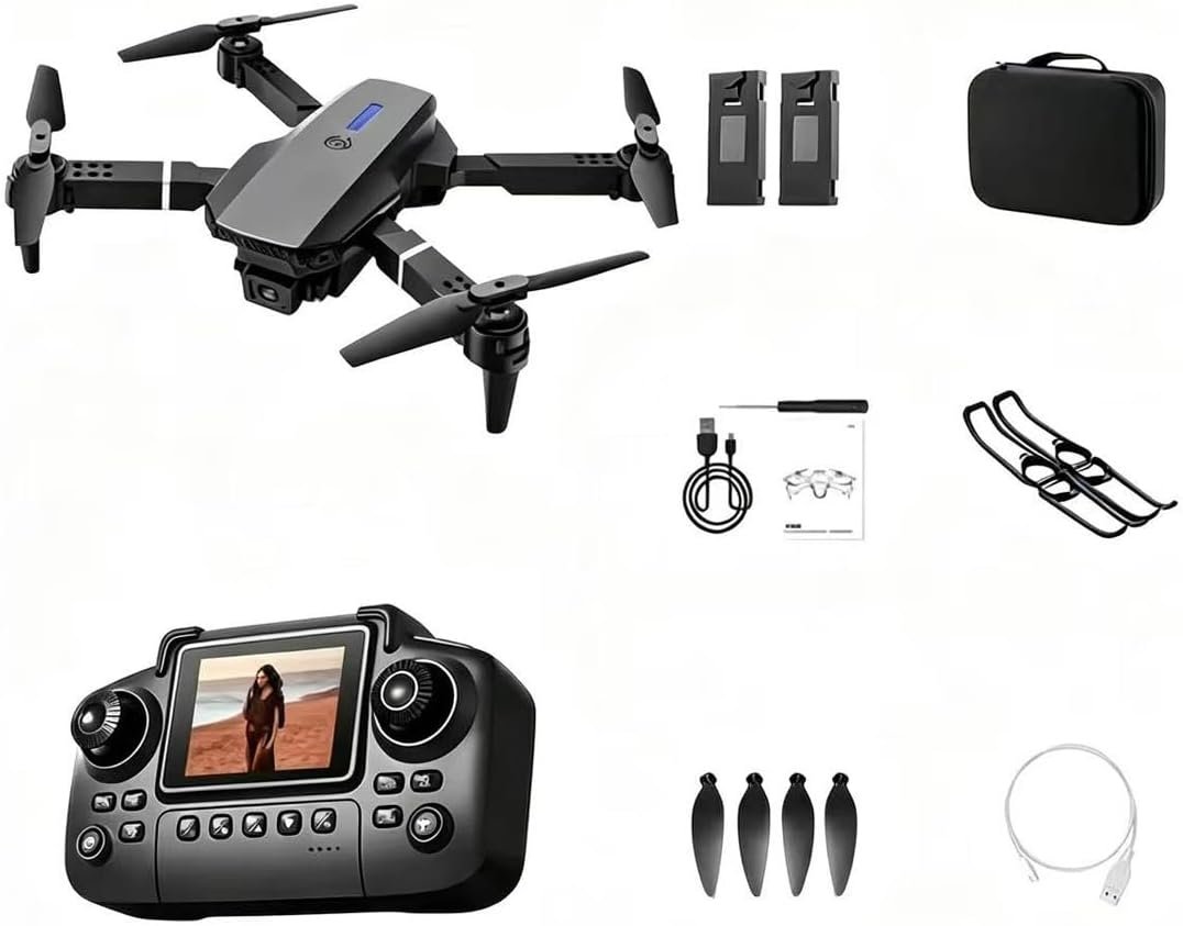 E88max Drone with Screen Controller for Beginners, Foldable Mini Drone.
