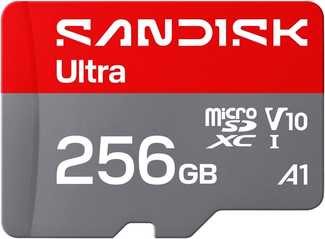SANDISK 256GB Ultra microSD UHS-I Card – Up to 195MB/s Read Speed, Full HD Video, V10, U1, C10, A4 – SDSQUJQ-256G-GZ6MA