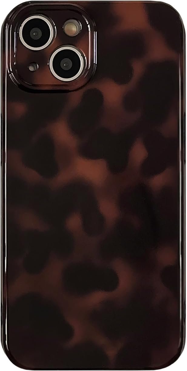 Aesthetic Tortoise Shell Phone Case for iPhone 14 Brown
