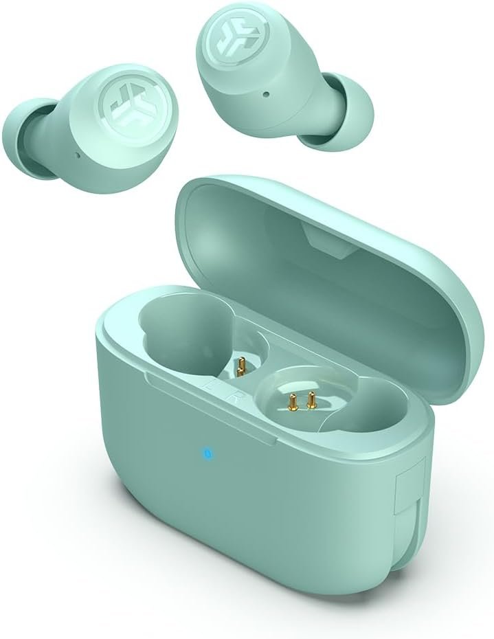 JLab Go Air Pop True Wireless Earbuds, in Ear Headphones, Bluetooth Earphones, Ear Buds with 32H Playtime, Bluetooth Earbuds with Microphone, USB Charging Case, Dual Connect, EQ3 Sound, Mint
