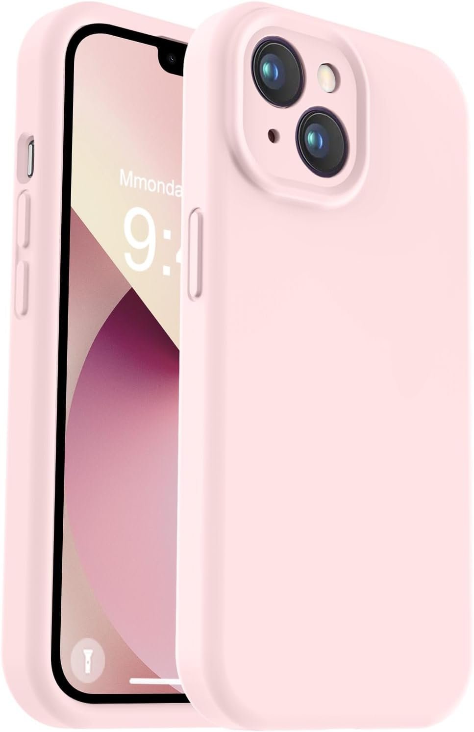 Vooii Compatible with iPhone 13 Case, Liquid Silicone Upgrade [Camera Protection] [Soft Anti-Scratch Microfiber Lining] Shockproof Phone Case for iPhone 13 6.1 inch – Chalk Pink
