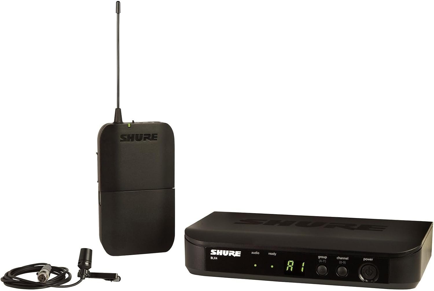 Shure BLX14/CVL Lavalier Audio System H11 Band (572–596 MHz) – BLX4 Receiver, BLX1 Bodypack & CVL Clip-On Lavalier Mic, Up to 14 Hr Battery, 300 ft Range