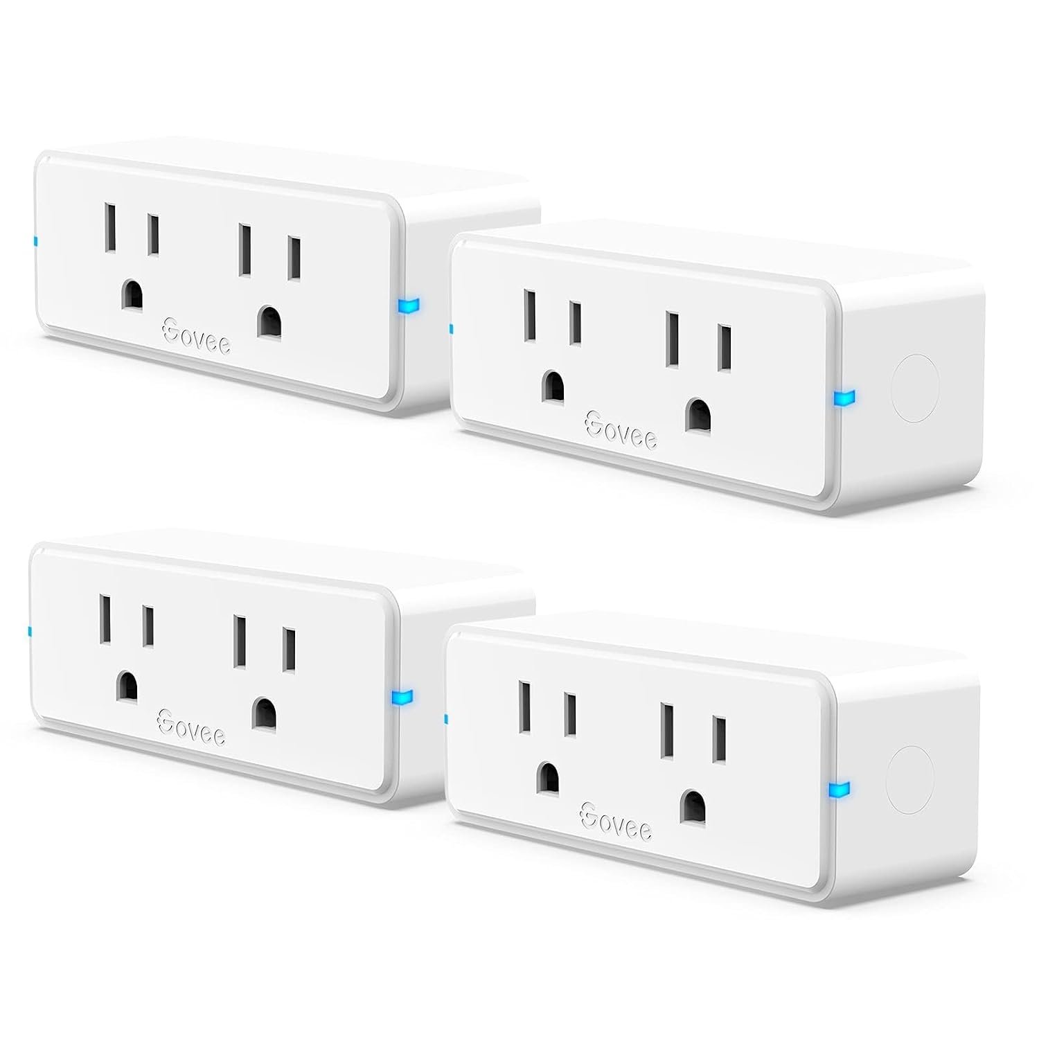 Govee Dual Smart Plug 4 Pack, 15A WiFi Bluetooth Outlet, 2-in-1 Design