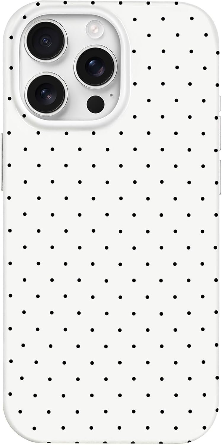 Hython for iPhone 16 Pro Case Cute Polka Dot Aesthetic Design Simple Cover 6.3″, Thin Slim Anti-Scratch Soft TPU Bumper Shockproof Rubber Protective Phone Cases for Women Girls Girly Boys, White