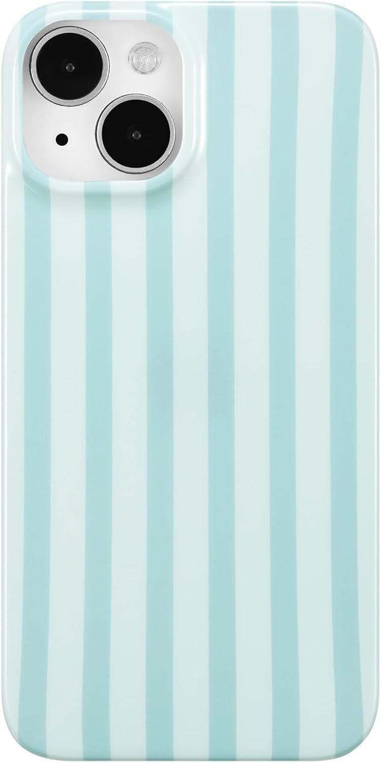 ZTOFERA Cute Vertical Striped Case for iPhone 13/14,Light Blue