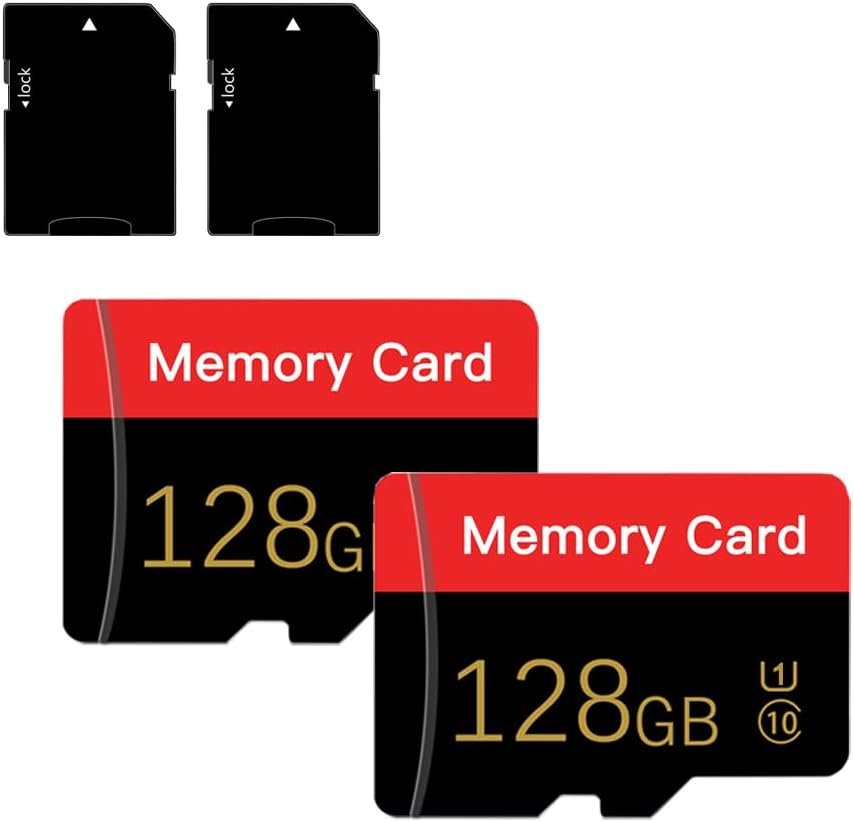 2 Pack Micro Memory Card 128 GB with Adapter, C10/UHS-I/A1, TransFlash Card, TF Card for Smartphone, Tablet, Camera, Personal Computer, Gaming Console (Red 128GB*2-S1)