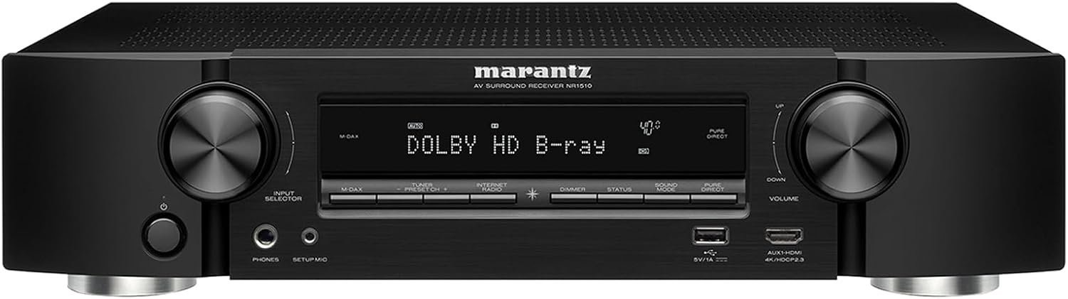 Marantz NR1510 Slimline 5.2 Channel AV Receiver Powered by HEOS™ with 50 W, 4K, and 6 HDMI Inputs