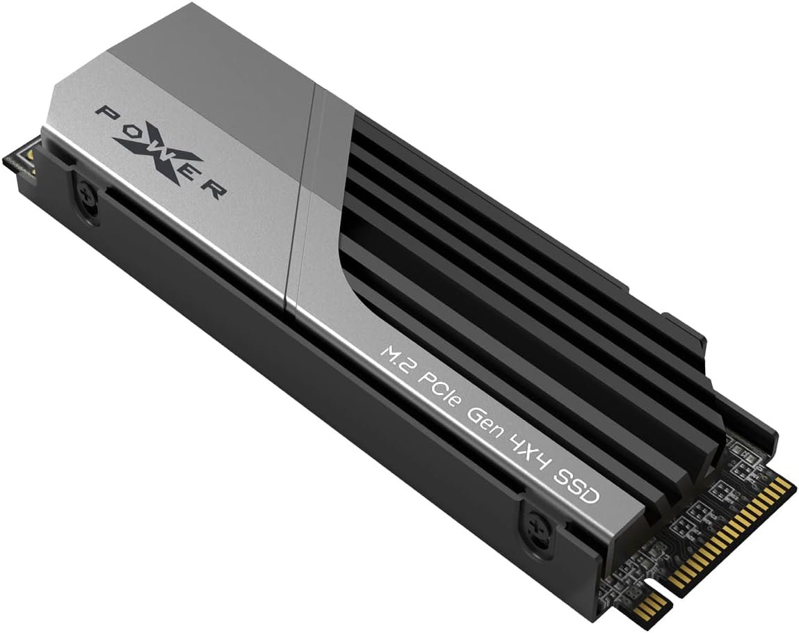 Silicon Power 4TB XS70 Nvme PCIe Gen4 M.2 2280 SSD R/W Up to 7,200/6,800 MB/s, DRAM Cache, with Built-in PS5 Heatsink, Compatible with PlayStation 5 (SP04KGBP44XS7005)