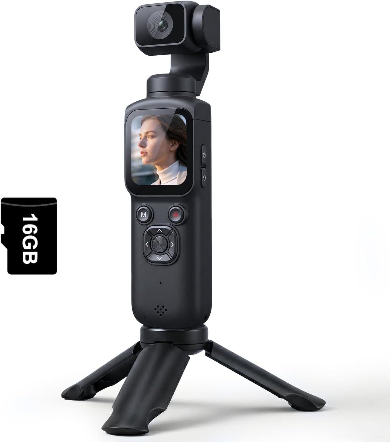 4K Vlogging Camera, Pocket Digital Camera, 330° Rotating Lens