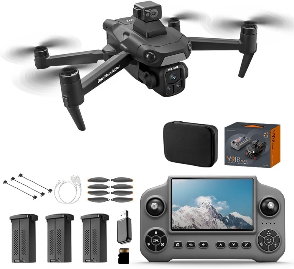 V918 Drones with Camera for Adults 4K, GPS 8K Drone with 4.5″ Screen