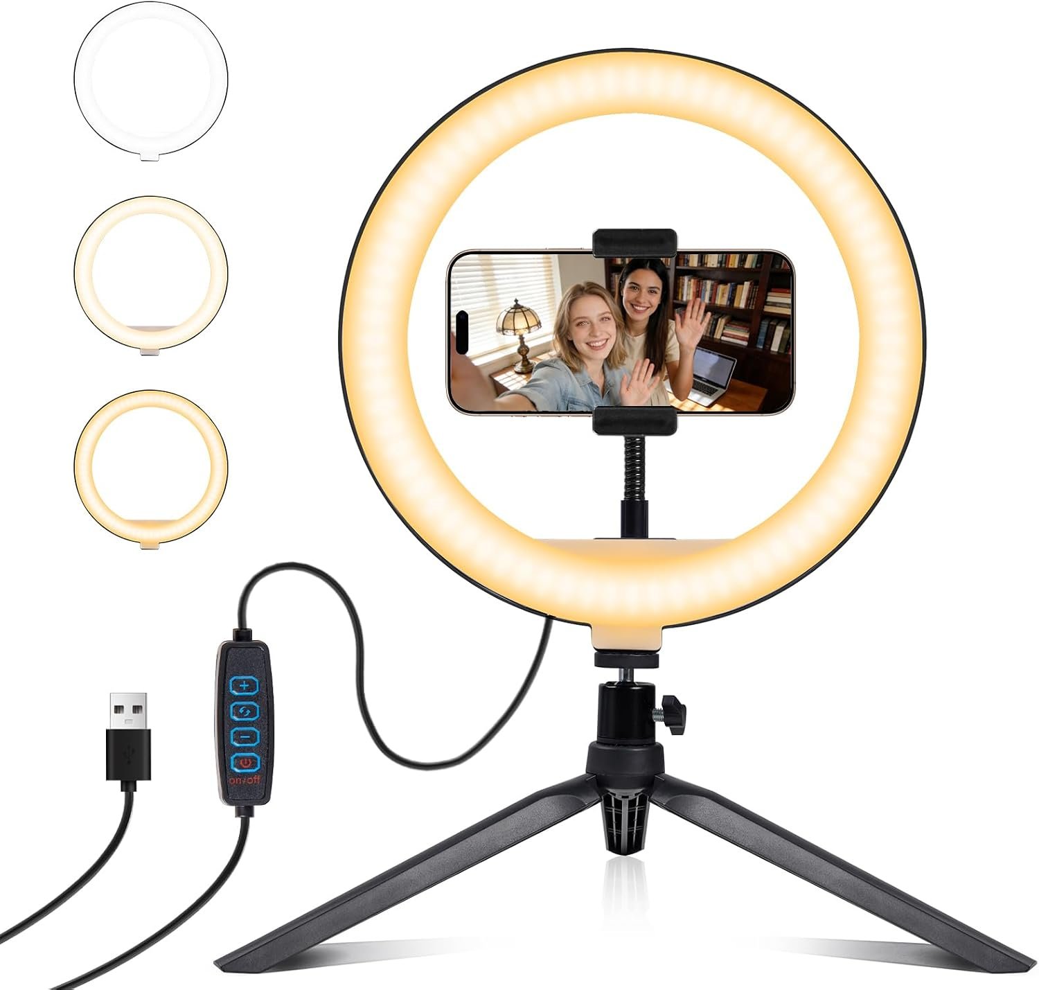 Selfie Ring Light 12″ with Tripod Stand and Phone Holder, LED Ring Light for Desk with 3 Light Modes & 11 Brightness Level for Selfie, YouTube, Makeup, Live Streaming, TIKTOK