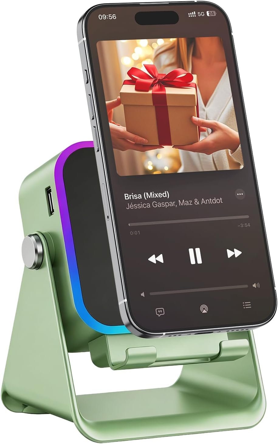 White Elephant Gifts Wireless Induction Speaker with Phone Stand