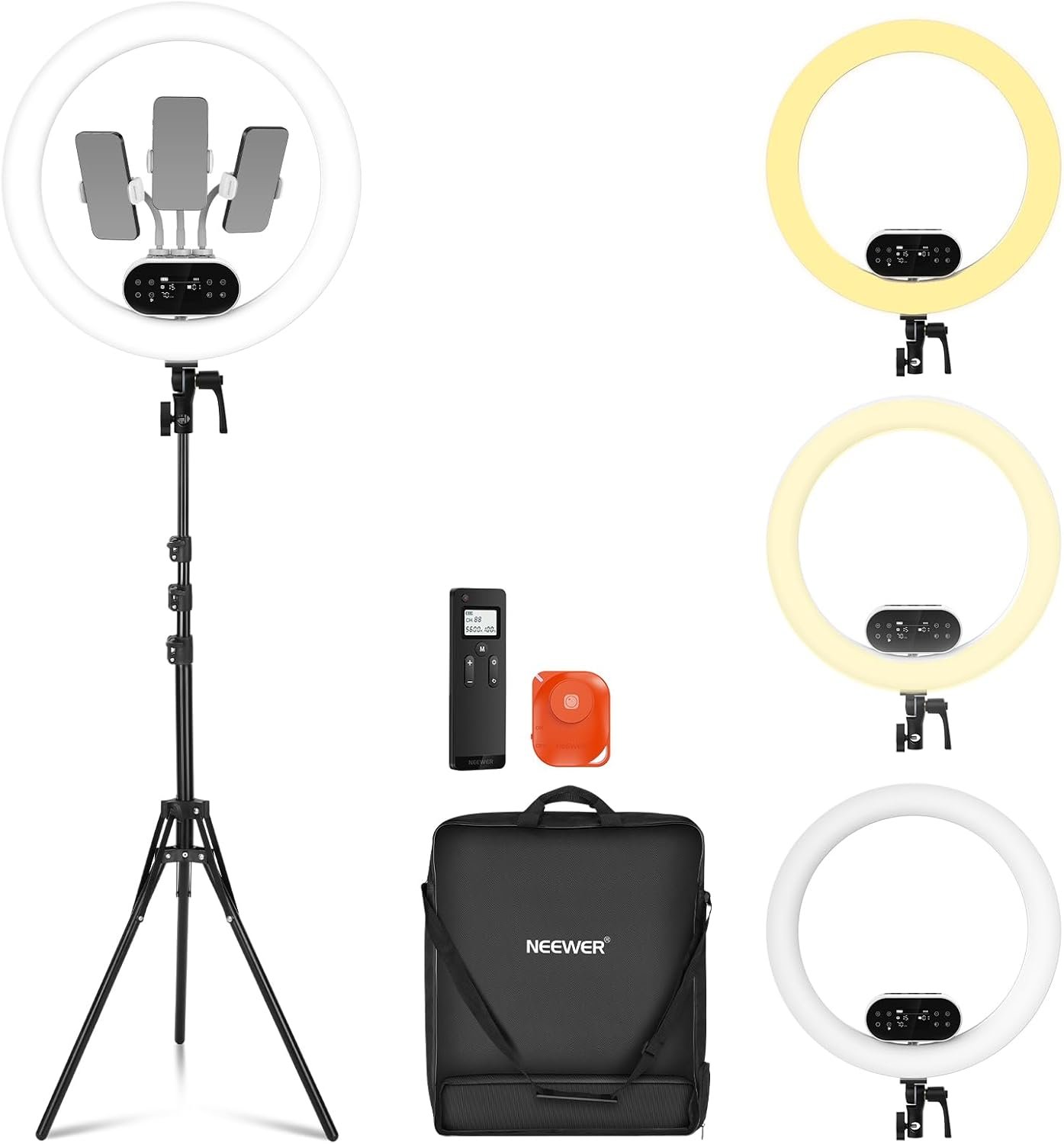 NEEWER 19″ 100W High Power LED Ring Light with Tripod Stand, RH100B